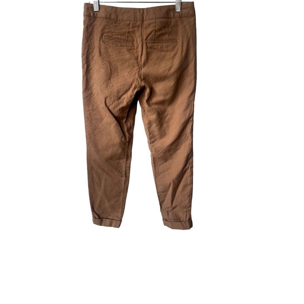 Boden Mid Rise Cuffed Brown Size 4 Petite Textured Slim Fit Wool Ankle Pants - Picture 6 of 9